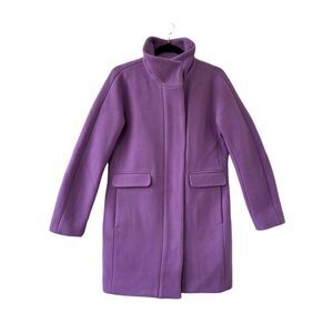 J.Crew Italian Stadium Cloth By Nello Gori Wool Blend Cocoon Coat Purple Size 2